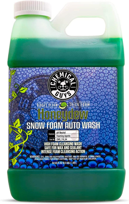 Chemical Guys CWS 110 64 Honeydew Snow Foam Car Wash Soap (Works with Cannons, Foam Guns or Bucket Washes) Safe for Trucks, Motorcycles, RVs & More, 64 fl oz (Half Gallon), Honeydew Scent