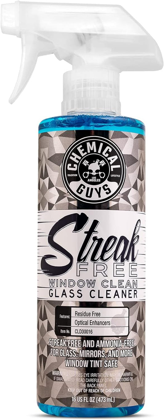 Chemical Guys CLD30016 Streak Free Glass & Window Cleaner (Works on Glass, Windows, Mirrors, Navigation Screens & More; Car, Truck, SUV and Home Use), Ammonia Free & Safe on Tinted Windows, 16 fl oz